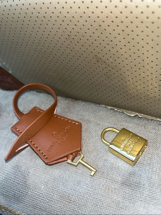 Louis Vuitton Other - Louis Vuitton Tan Leather Key Holder with Gold Padlock